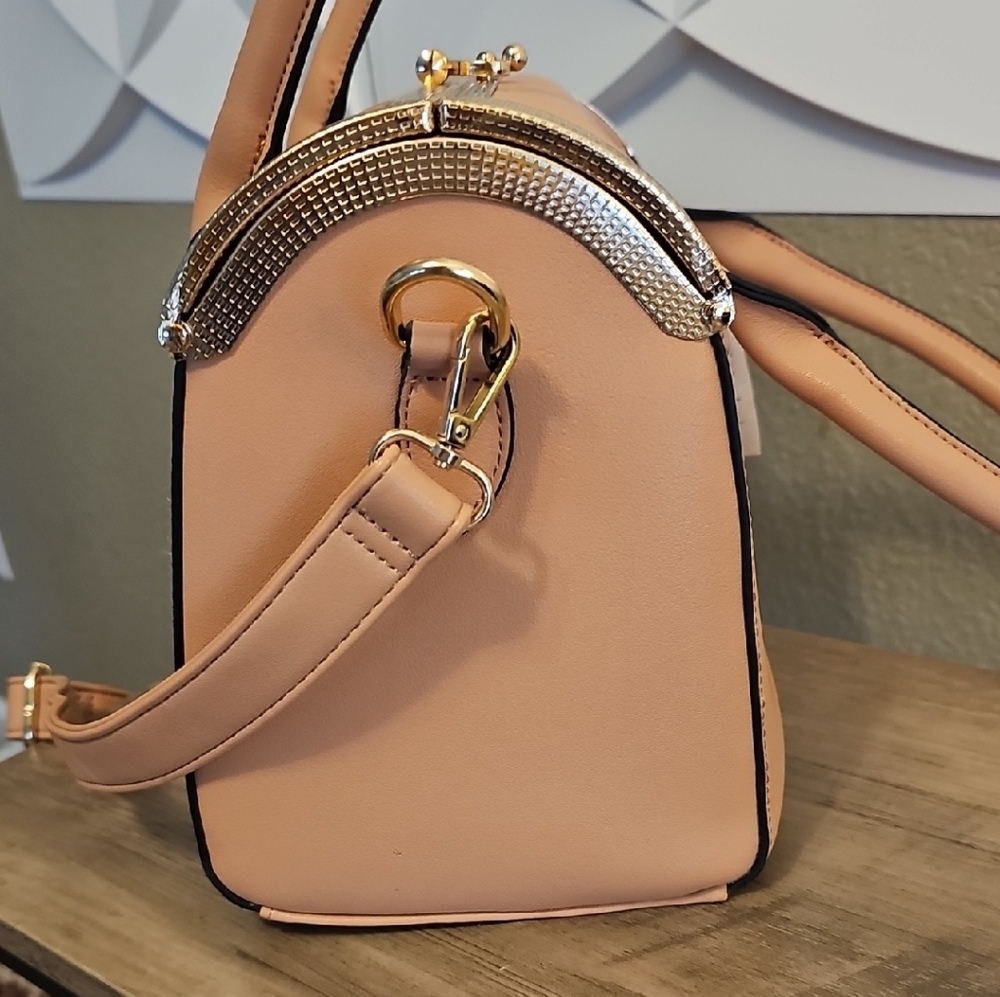 Elegant PEACH COLOR Satchel With Letters - Picture 9 of 10